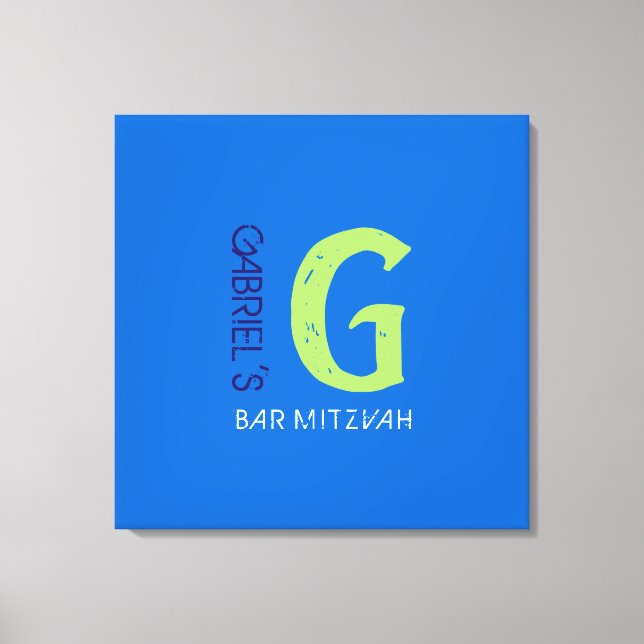 G Monogram Initial Bar Bat Mitzvah Sign-In Board Canvas Print (Front)