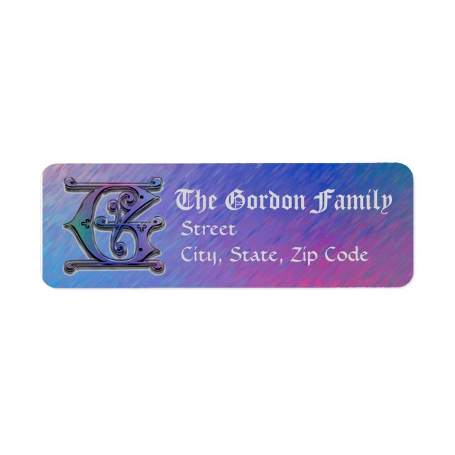G Monogram "Old World Blue" design Address Labels (Front)