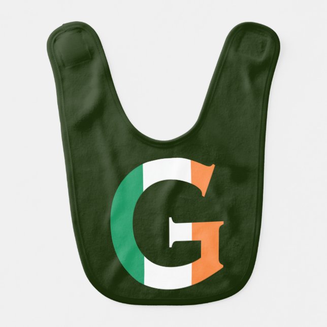 G Monogram overlaid on Irish Flag bbcnt Baby Bib (Front)