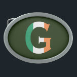 G Monogram overlaid on Irish Flag bbcnt Belt Buckle<br><div class="desc">G Monogram overlaid on Irish Flag Belt Buckle

Design © Trinkets and Things 2017 - AHP Design. All Rights Reserved.</div>