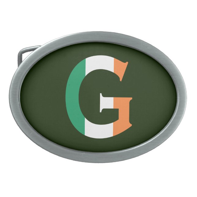 G Monogram overlaid on Irish Flag bbcnt Belt Buckle (Front)