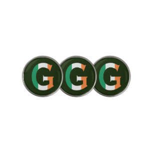 G Monogram overlaid on Irish Flag bmt Golf Ball Marker