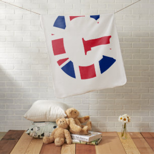 G Monogram overlaid on Union Jack Flag bbt Baby Blanket