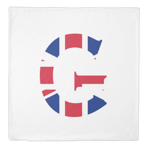 G Monogram overlaid on Union Jack Flag qccnt Duvet Cover