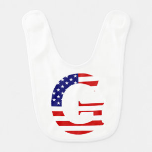 G Monogram overlaid on USA Flag bbcnt Baby Bib