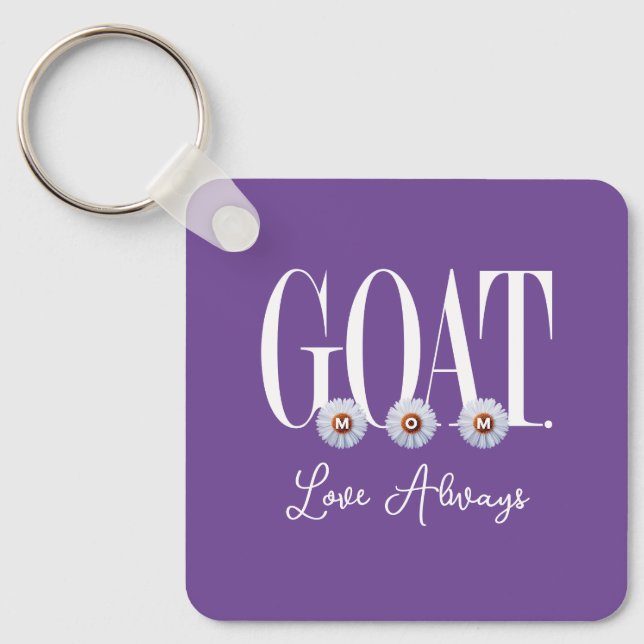 "G.O.A.T. MOM" With Daisies Art Keychain (Front)