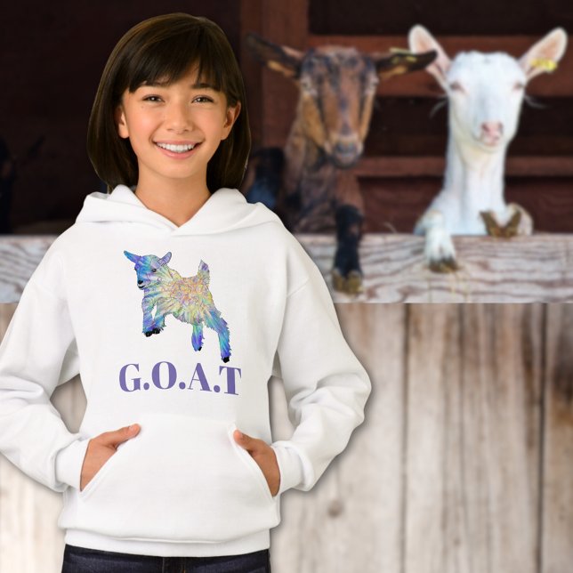 G.O.A.T Quote Cute Baby Goat Animal Art Hoodie (G.O.A.T greatest of all time quote cute jumping baby goat colorful animal art T-shirt )