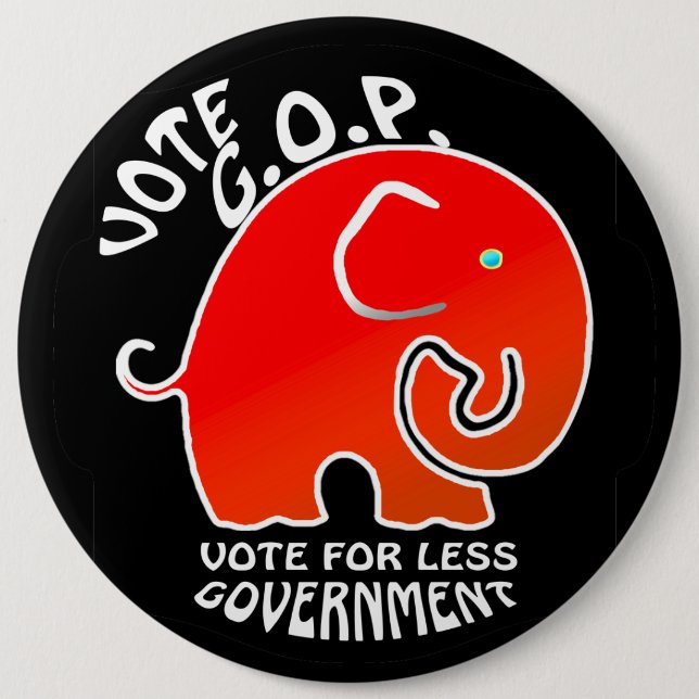 G.O.P. Elephant Less Government (Button) Pinback Button (Front)