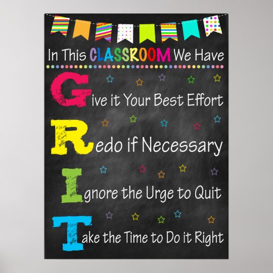 G.R.I.T. Acronym Poster - Growth Mindset | Zazzle.com