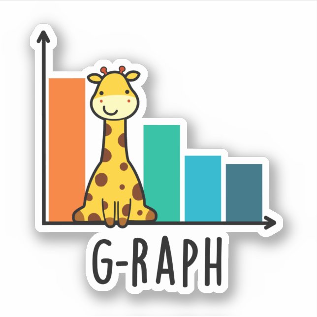 G-raph Funny Giraffe Graph Pun  Sticker (Front)