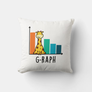 G-raph Funny Giraffe Graph Pun  Throw Pillow