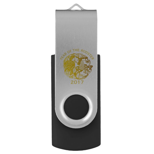G Rooster Chinese custom Year Zodiac Monogram USB Flash Drive (Front Vertical)