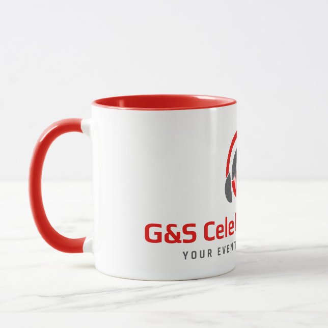 G&S Celebrations red and white mug (Left)