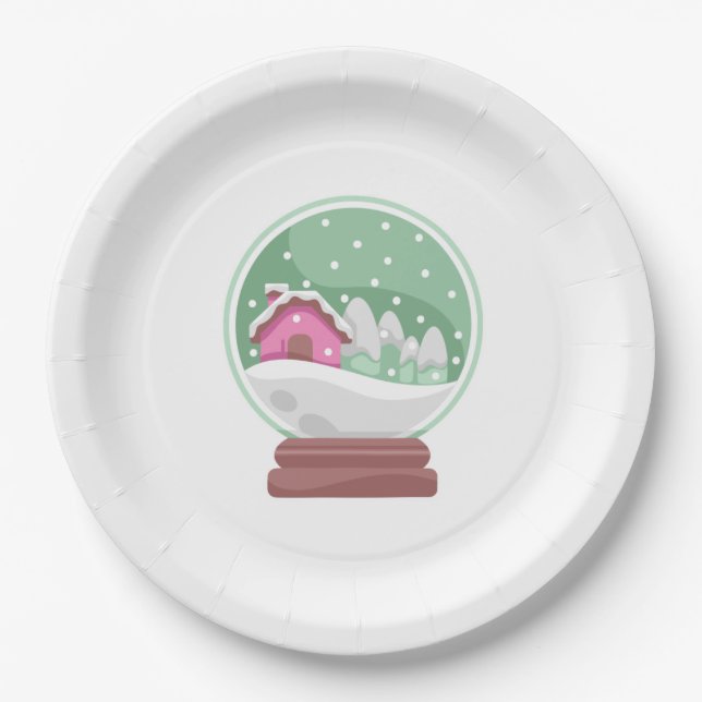 G Snow Globe Paper Plates (Front)