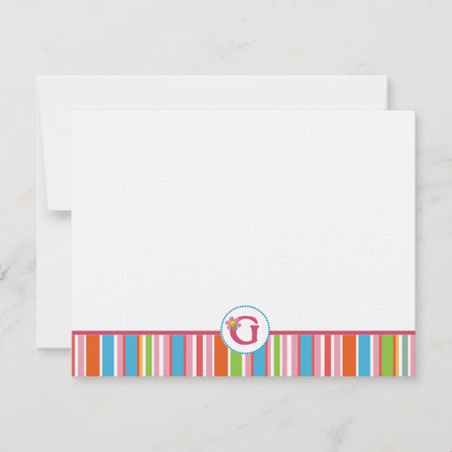 G Striped Stationery Note Card (Front)