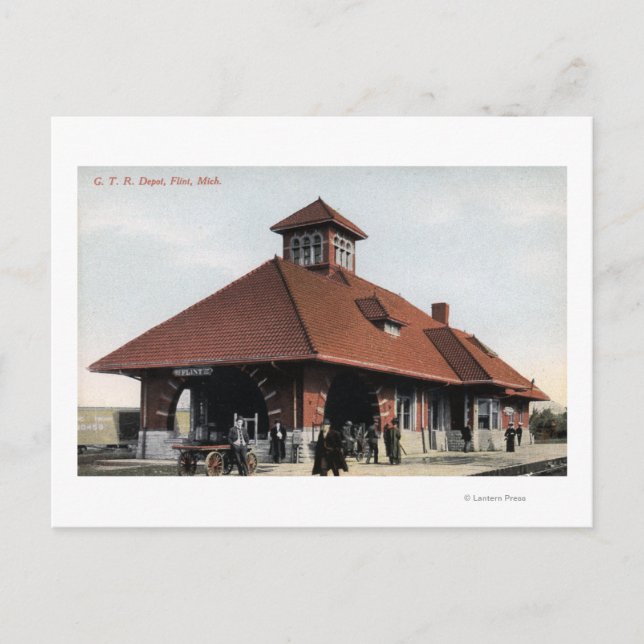 G T & R Railroad Depot Postcard (Front)