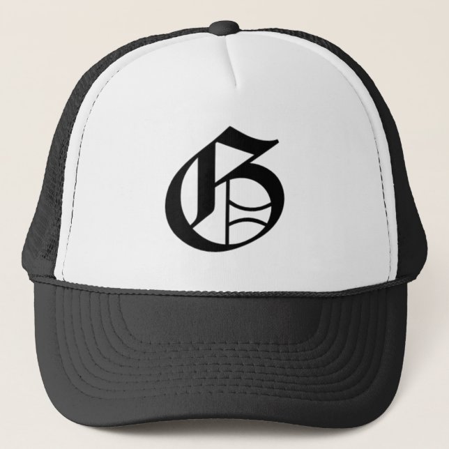 G-text Old English Trucker Hat (Front)