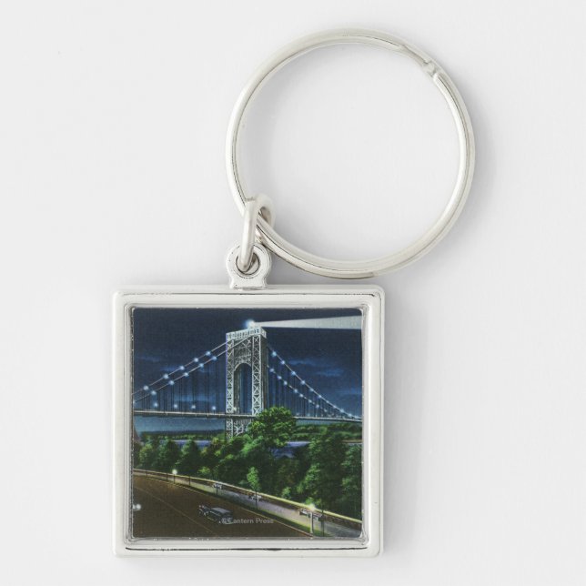 G. Washington Bridge, Hudson at Night Keychain (Front)