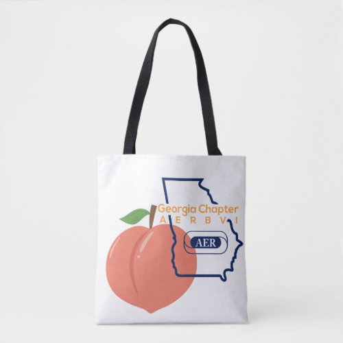 GA AER White Tote with Peach and Logo on Front