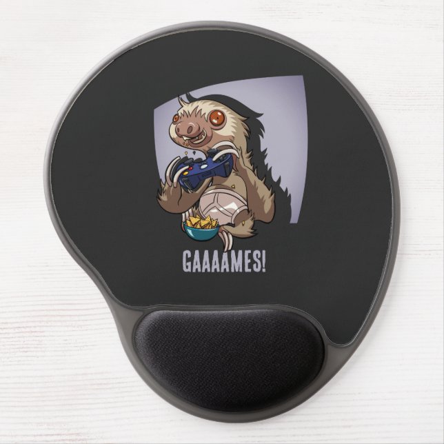 Gaaaames! Funny Sloth Computer Gamer Video Games Gel Mouse Pad (Front)