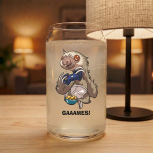 GAAAMES! Gamer Sloth Eating Nachos in Underpants Can Glass