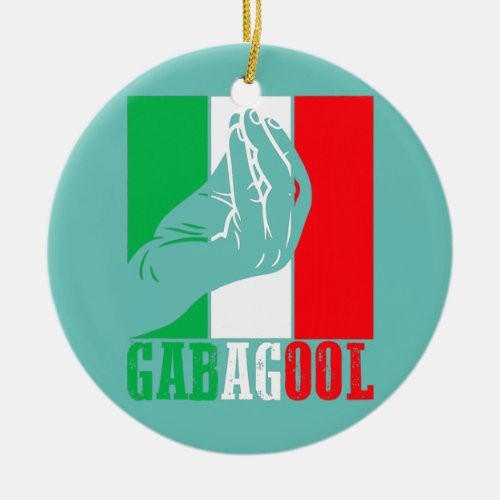 Gabagool Italian American Meat with Hand Sign Ceramic Ornament