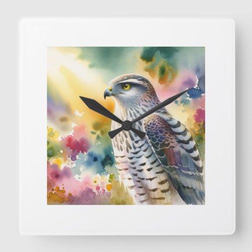 Gabar Goshawk in Watercolor AREF903 _ Watercolor Square Wall Clock