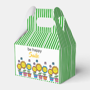 Gable Favor Box Be Happy Sunflowers Green Stripe