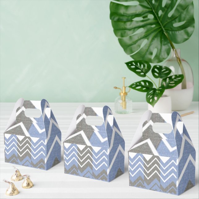 Gable Favor Box Brown Blue and White (Multiple)