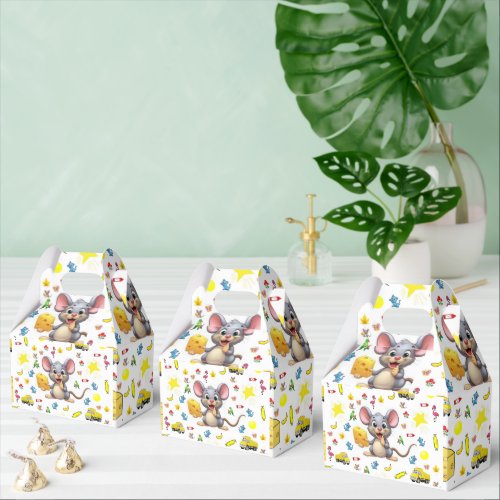 Gable Favor Box Cute Mouse Cheese Trucks Stars