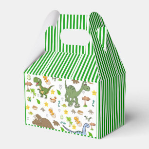 Gable Favor Box Dinosaur Green Stripe