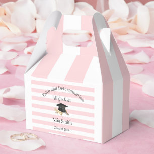 Gable Favor Box Pink Stripe Graduate 2026