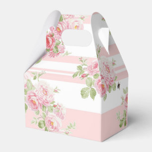 Gable Favor Box pink stripes and roses