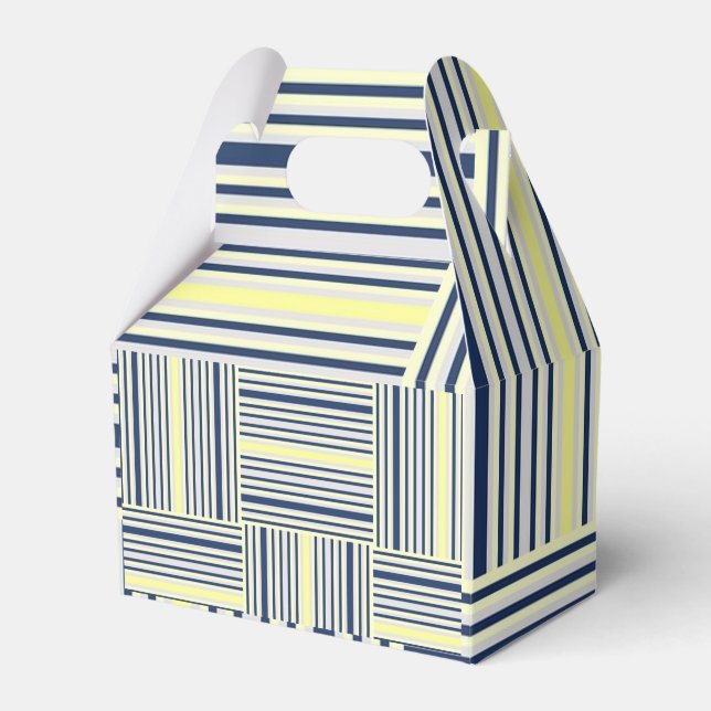Gable Favor Box Stripe Blue and White Yellow (Front Side)