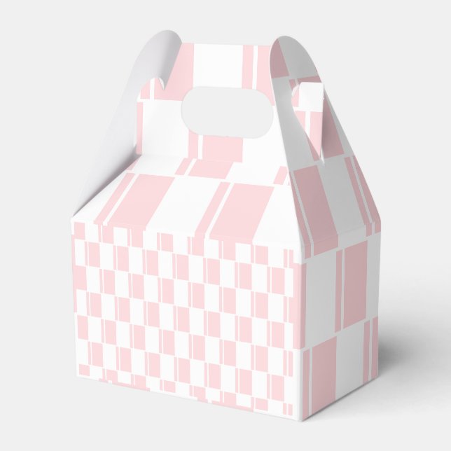 Gable Favor Box Stripe Pink and White (Front Side)