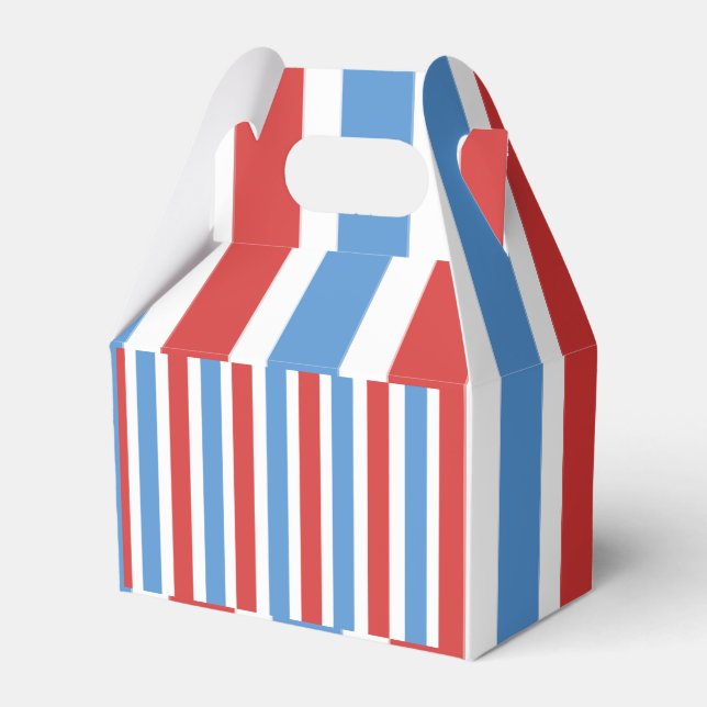 Gable Favor Box Stripe Red Blue and White (Front Side)