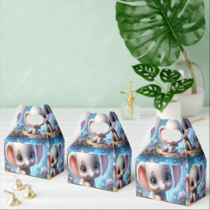 Gable Favor Box White Elephant Blue Floral