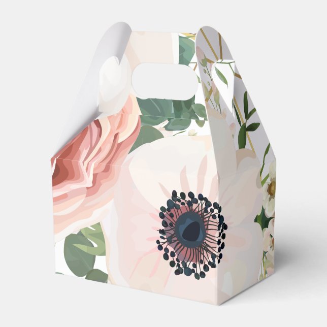 Gable Paper Favor Box Geometric Garden Rose Anemon (Front Side)