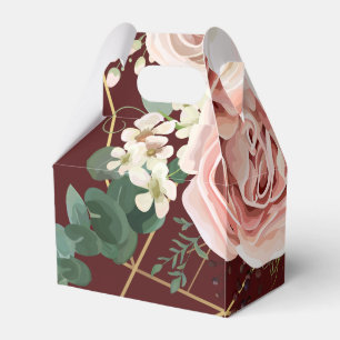 Gable Paper Favor Box Geometric Garden Rose Wine