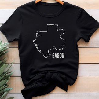Gabon Country Border Map Gabonese Boundary Outline T-Shirt