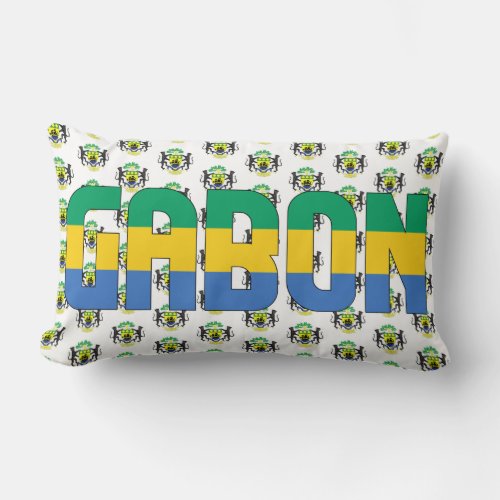 Gabon Flag and Coat of Arms Patriotic Lumbar Pillow