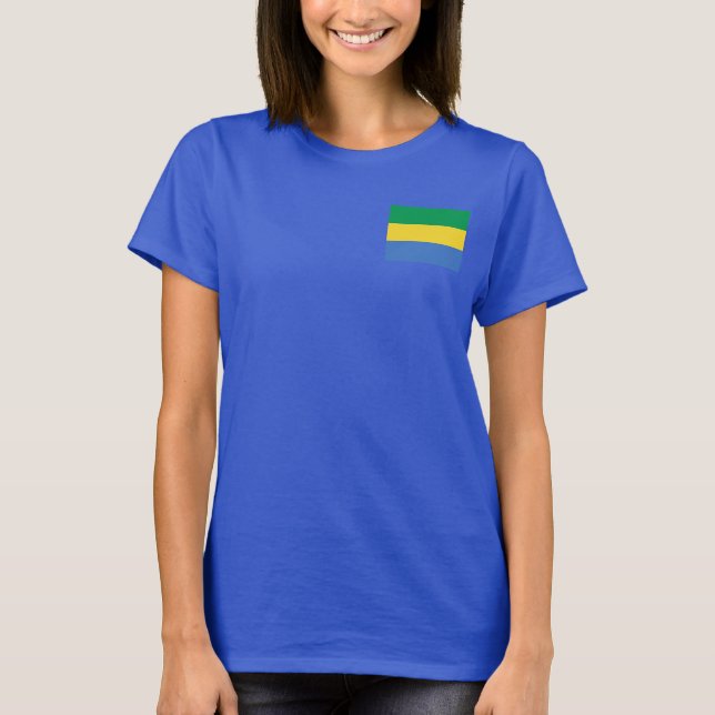 Gabon Flag and Map dk T-Shirt (Front)