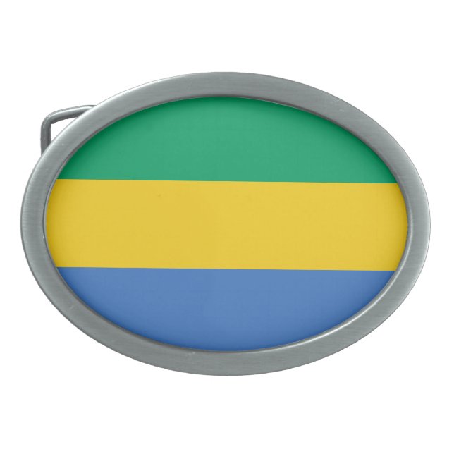 Gabon Flag Belt Buckle (Front)