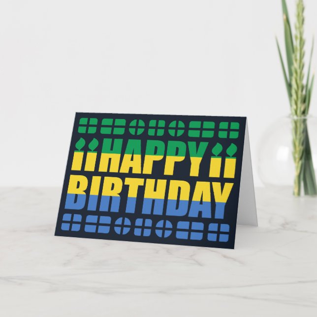 Gabon Flag Birthday Card (Front)