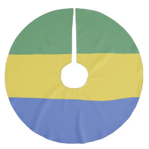 Gabon flag brushed polyester tree skirt