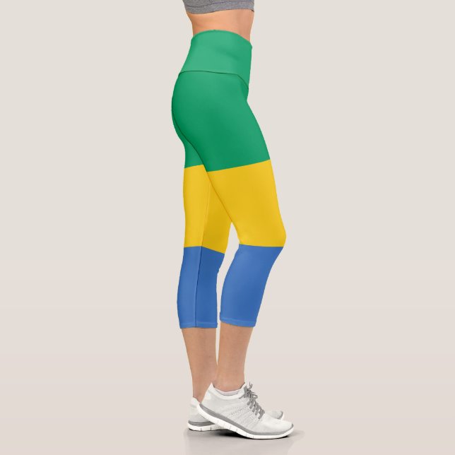 Gabon Flag Capri Leggings (Right)