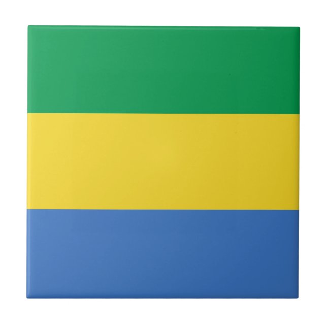 Gabon Flag Ceramic Tile (Front)