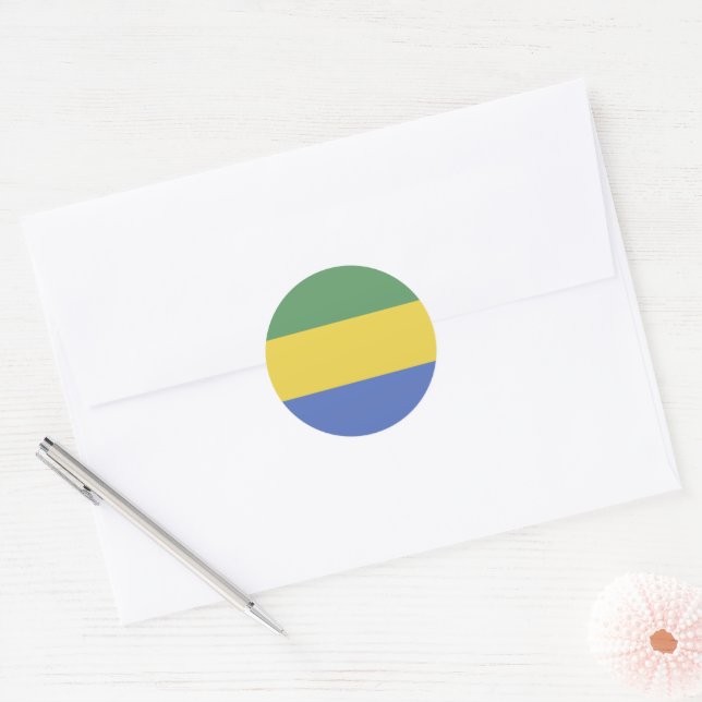 Gabon flag classic round sticker (Envelope)