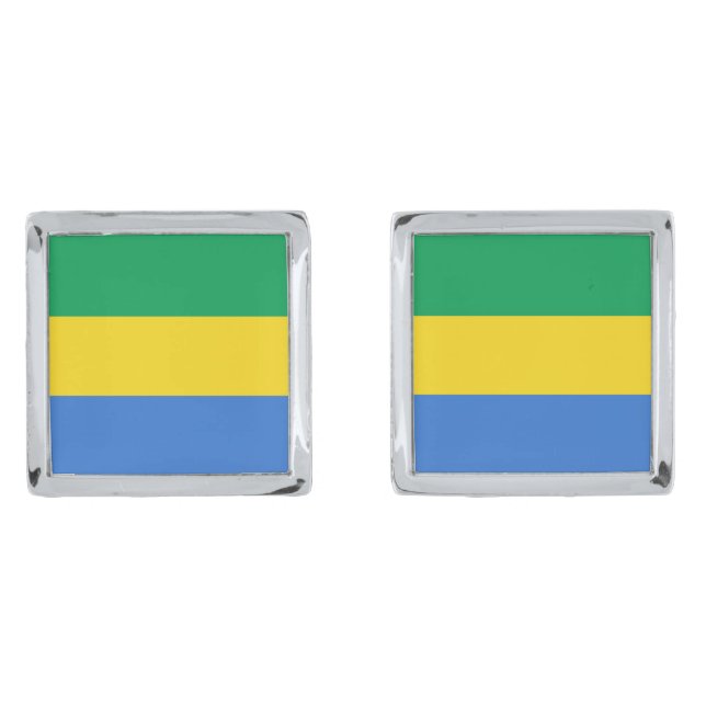 Gabon Flag Cufflinks (Front)