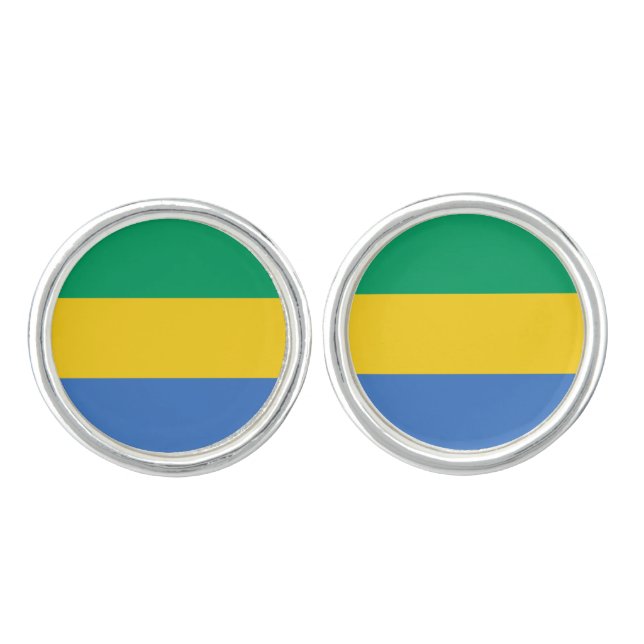 Gabon Flag Cufflinks (Front)